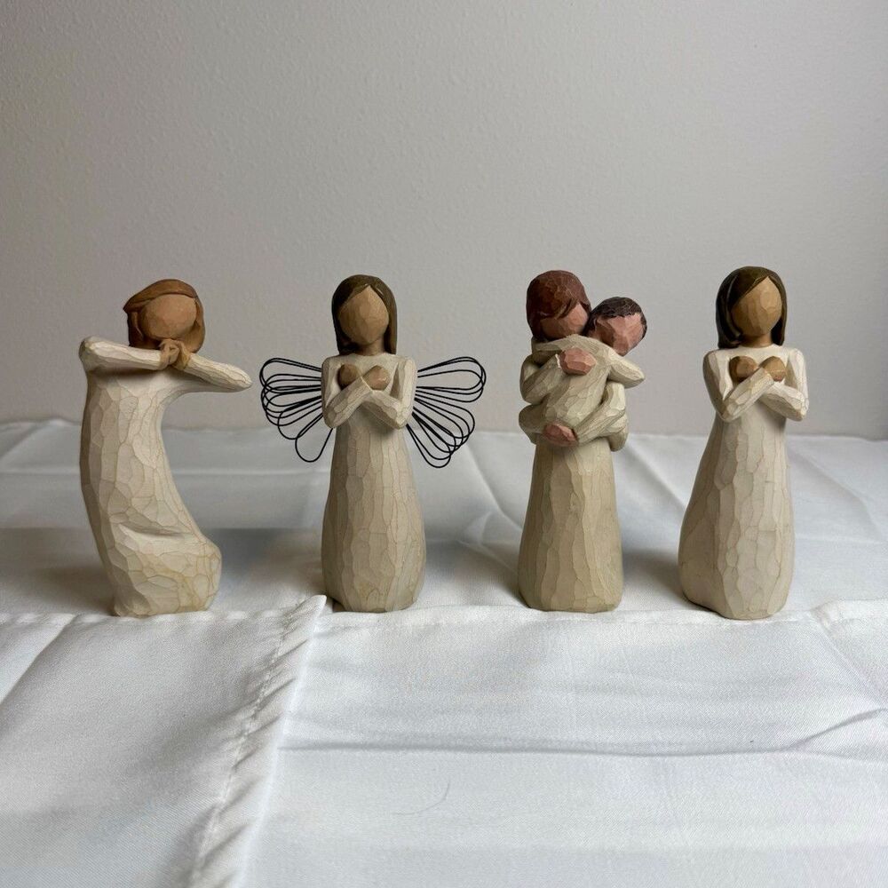 Willow Tree Susan Lordi Figurine Lot of 4 Angels & Mother w/ Child Resin Metal